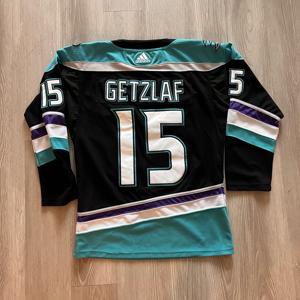 Adidas Black and Teal Hockey Jersey